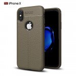 Wholesale iPhone X (Ten) TPU Leather Armor Hybrid Case (Space Gray)